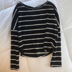 Striped sweater with low cut arms